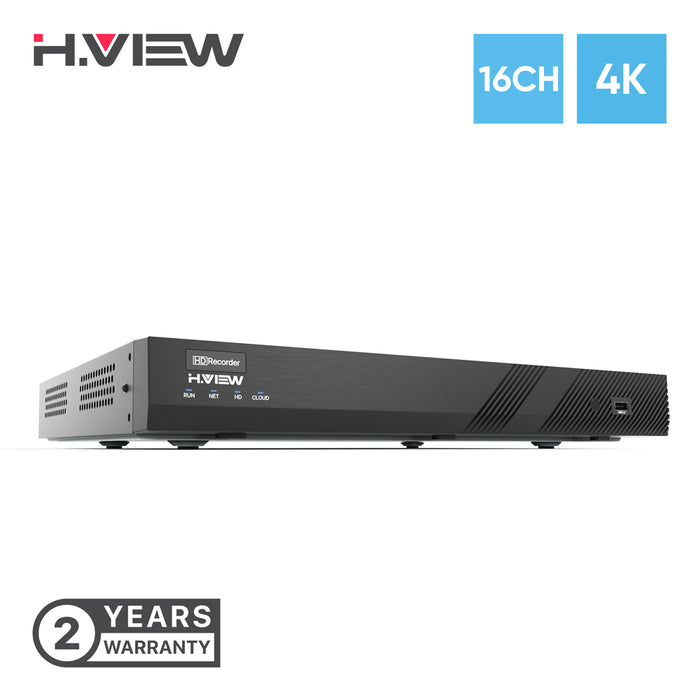 H.VIEW 16 Channel NVR 4K @30fps,Supports up to 2 x 10TB Hard Drive (Hard Drive Not Included)