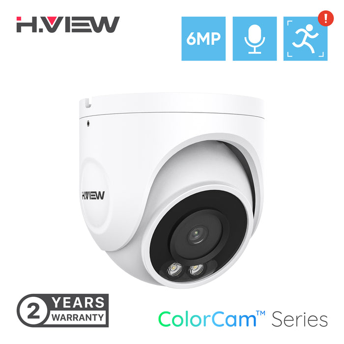 H.VIEW ColorCam UltraHD 6MP POE Full Color Night Vision Camera (HV-600E6A5)