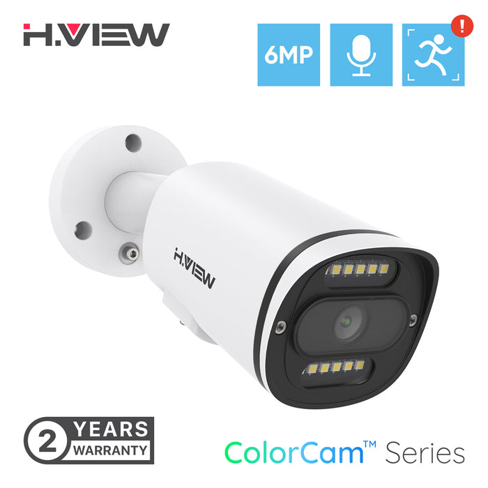 H.VIEW ColorCam UltraHD 6MP POE Full Color Night Vision Camera (HV-600G2A5)