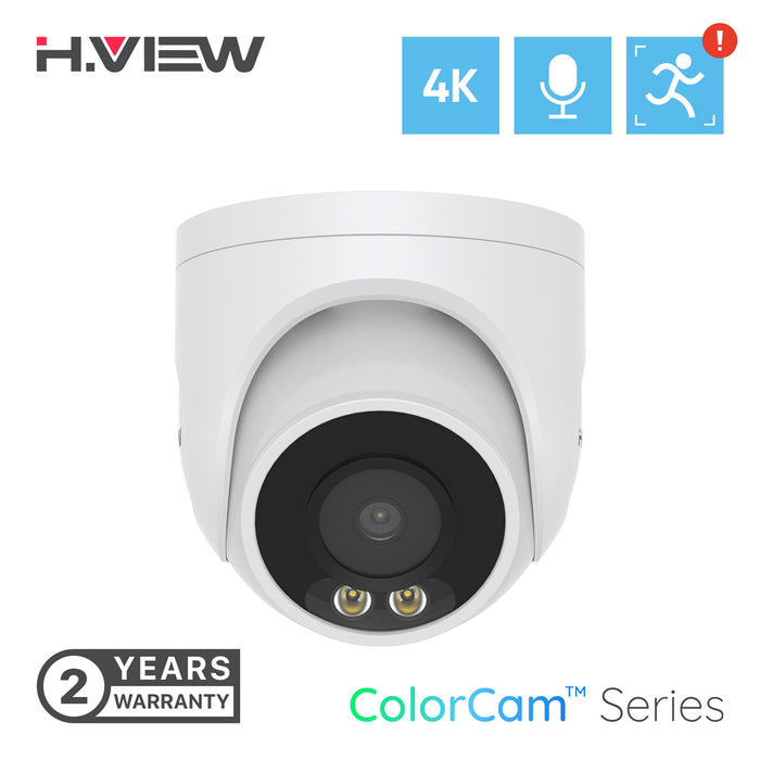 H.VIEW ColorCam UltraHD 4K /8MP POE Full Color Night Vision Camera (HV-800E6A5)