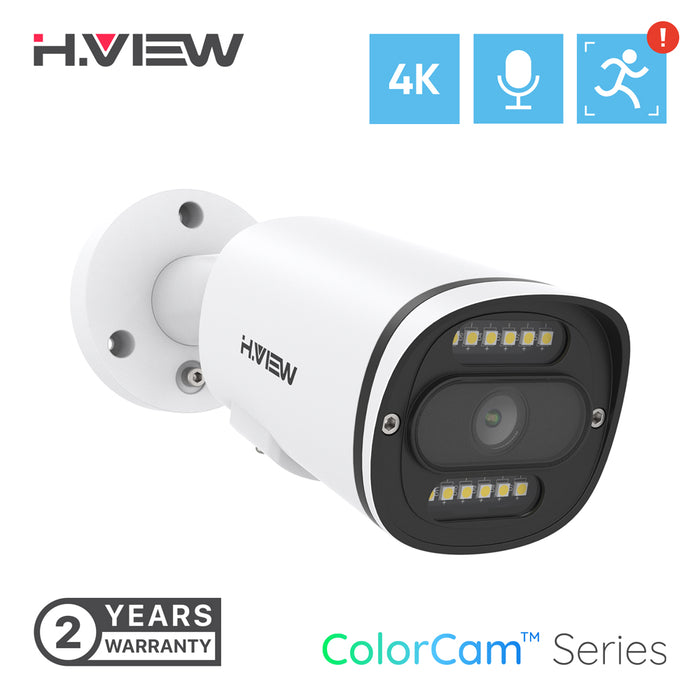 H.VIEW ColorCam UltraHD 4K /8MP POE Full Color Night Vision Camera (HV-800G2A5)