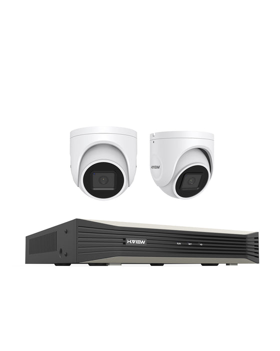 H.VIEW 4K (8MP) Ultra HD 8 Channels PoE Security System with Audio Record Dome Cameras