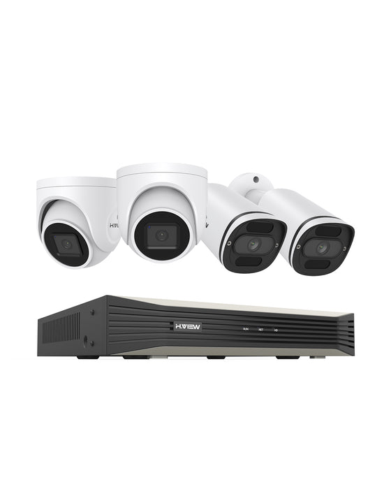 H.VIEW 4K (8MP) Ultra HD 8 Channels PoE Security System with Audio Record Dome & Bullet Cameras