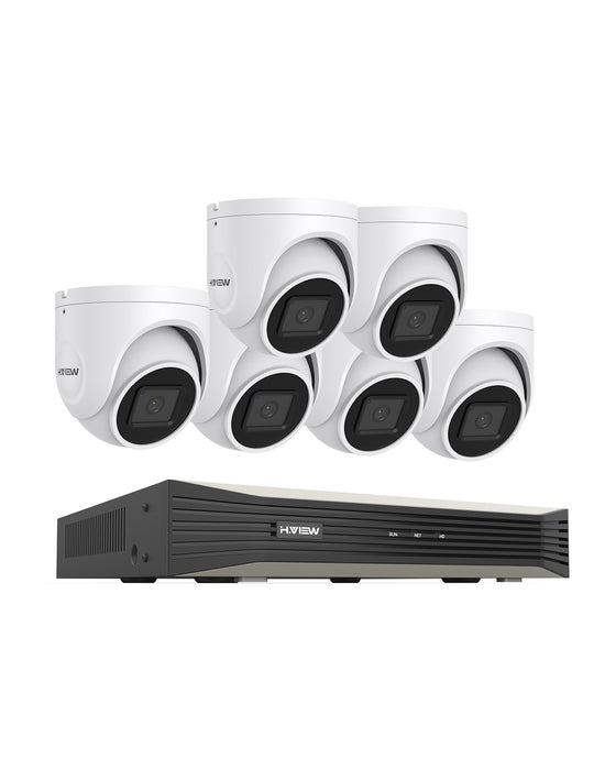 H.VIEW 4K (8MP) Ultra HD 8 Channels PoE Security System with Audio Record Dome Cameras