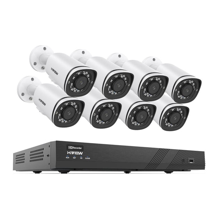 H.VIEW 4K/8MP 16CH POE Security Camera System for Home and Business, 16pcs Wired Indoor&Outdoor POE IP Cameras, 8MP 16CH NVR, Support up to 2pcs 10TB HDD for 24-7 Recording(HDD Not Included)