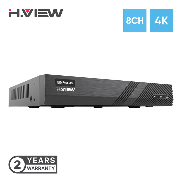 H.VIEW 8CH 4K PoE NVR, Support up to 8x4K IP Cameras  (HDD Not Included)