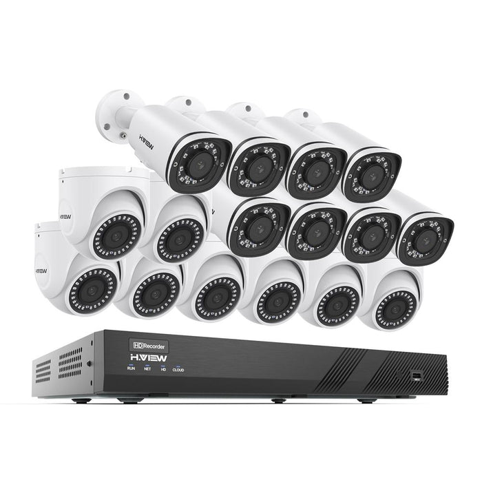16CH 5MP Home Security Camera System, 16pcs Wired 8MP/4K Outdoor PoE IP Cameras, 8MP 16CH NVR, Support up to 2x 10TB HDD for 24-7 Recording(HDD