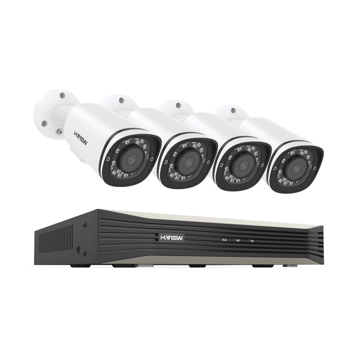 H.265 5MP PoE Security Camera System, 4Pcs Smart 5MP Wired PoE IP Cameras with AI Detection, Audio Record Bullet Cameras, 5MP 8CH NVR, Support up to 6TB HDD for 24-7 Recording(HDD not Included)
