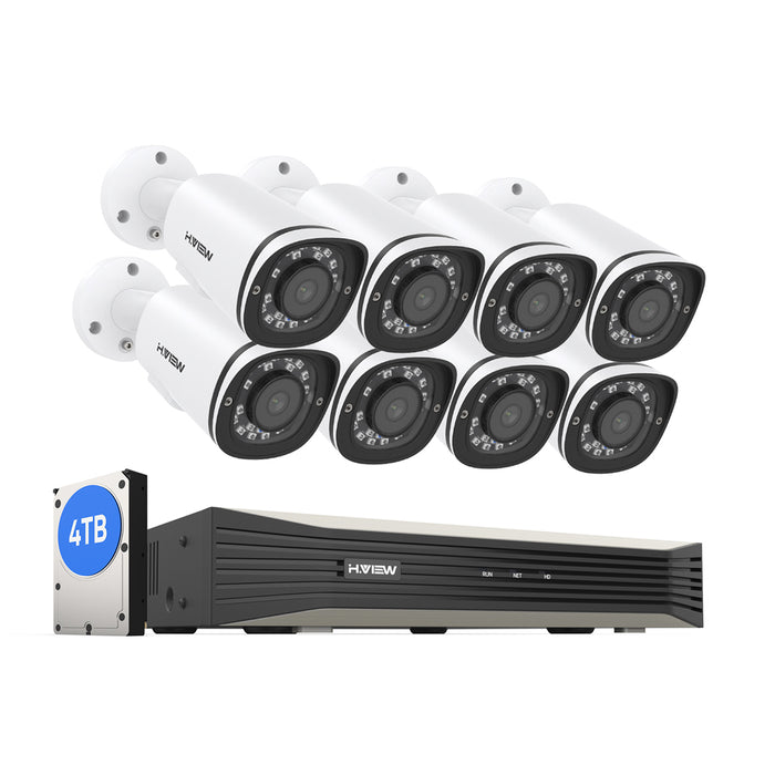 H.265 5MP PoE Security Camera System, 4Pcs Smart 5MP Wired PoE IP Cameras with AI Detection, Audio Record Bullet Cameras, 5MP 8CH NVR, Support up to 6TB HDD for 24-7 Recording(HDD not Included)