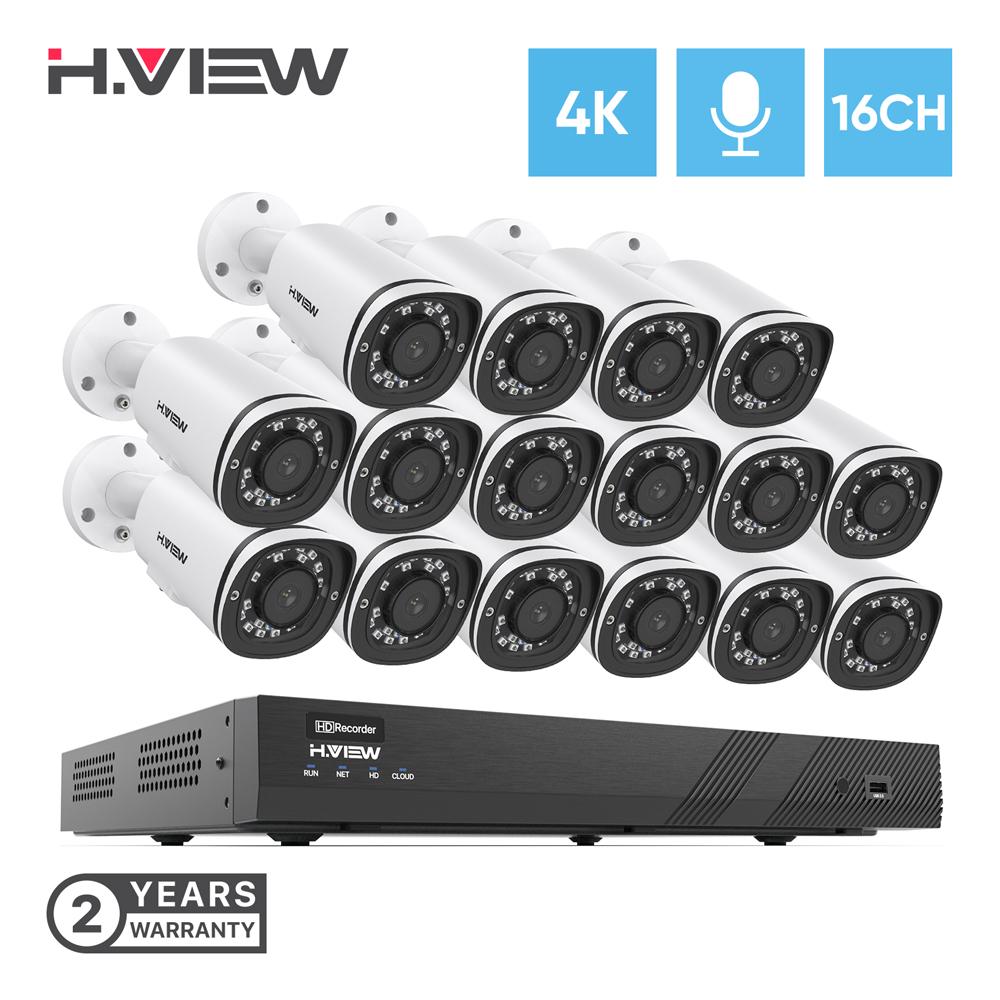 Hp Security System Camera H.VIEW 4K/8MP 16CH POE Security Camera System for Home and Business, 1 ...
